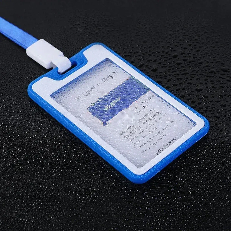 Color: Blue - Unisex Colorful Employee Id Case with Lanyard Double Side Id Credit Card Holder Access Bus Card Case Badge Holder Card Sleeve