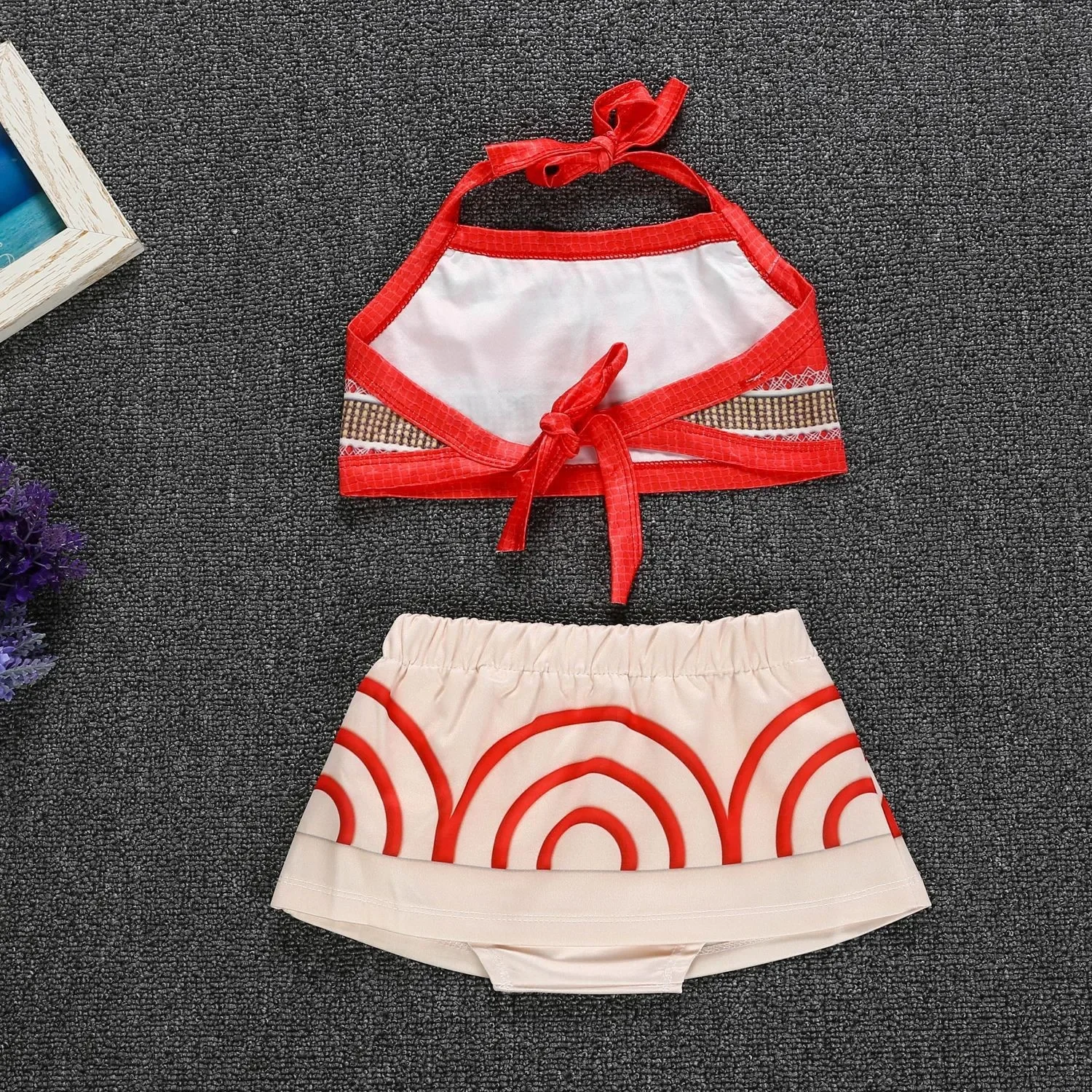Color: Brown, Kid Size: 12 - Little Girls Cospaly DISNEY Moana Kids Two Pcs Set Top +Pants Infant Vaiana Role Play Festival Princess Costume Casual Clothes