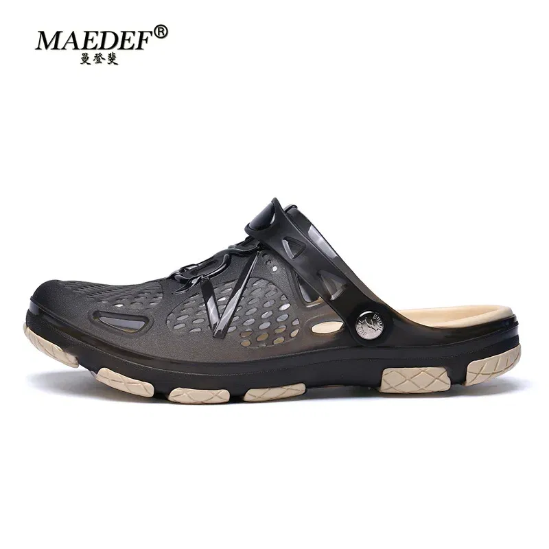 Color: black, Shoe Size: 39 - MAEDEF Fashion Men Slippers Summer Waterproof Beach Slippers Hot Sale Casual House Bathroom Slides Non Slip Outdoor Men's Shoes