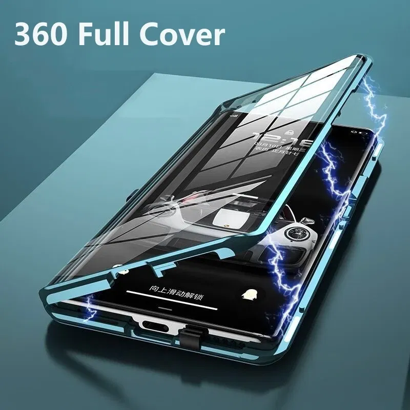 Color: Silver, Material: CANVAS - 360 Full Case For Vivo V29 5G V27 Pro V27E V25 V23 Double Sided Magnetic Adsorption Metal Capa Tempering Glass Clear Phone Cover