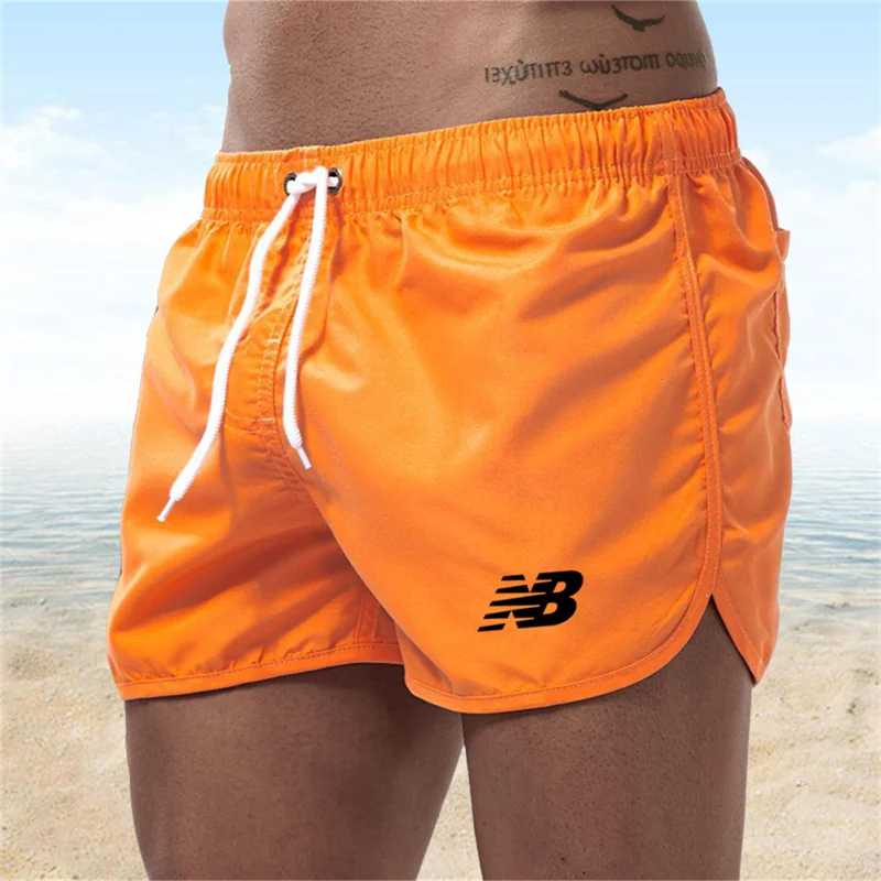 Color: Yellow, Size: XL - Letter B Summer men's luxury beach pants clothing quick dry gym jogging sexy shorts vacation casual swimming trunks