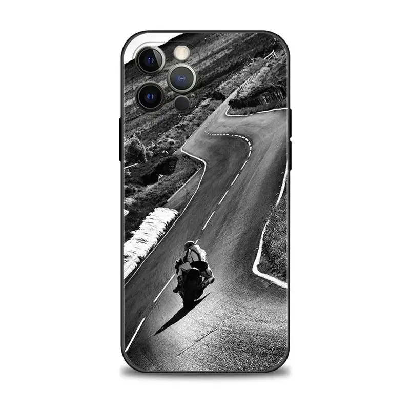 Color: black, Material: Carbon Fiber - Moto Cross Motorcycle Sports Phone Case For iPhone 16 15 14 13 12 11 Pro Max XS X XR Plus Mini Luxury Black Soft Cover Funda