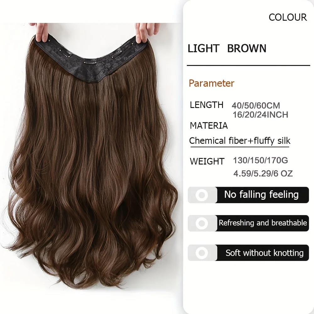 Color: 1B/27HL, Stretched Length: 20inches - Synthetic Long Wavy U-shaped Clip In Hair Extensions 16Inch/20Inch/24inch Clip On Hair Extensions For Women Hair Accessories