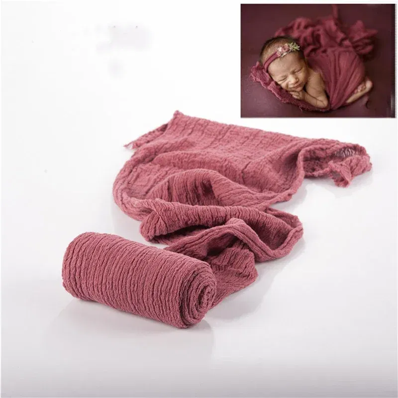 Color: Blue - Newborn Photography Props Wrap Baby Blanket Soft Stretchable Cotton Swaddling Photography Backdrop Babies Accessories
