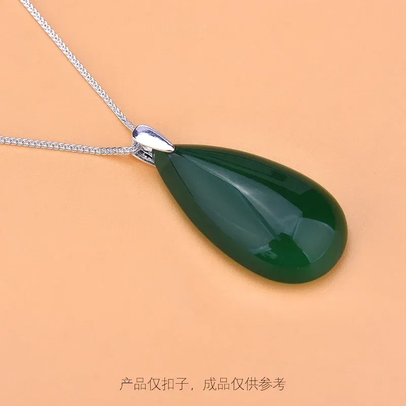 Color: WHITE - S925 Sterling Silver melon seeds pair clip pin buckle emerald jade button head hand woven jewelry DIY accessories material packa