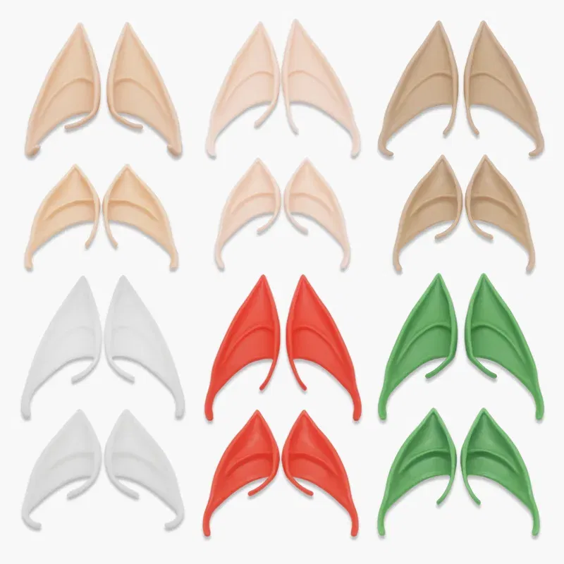 Color: light yellow - 1Pairs Cosplay Latex Fairy Angel Elf Ears Halloween Masquerade Party Costumes Halloween Party Decoration Supplies Photo Props