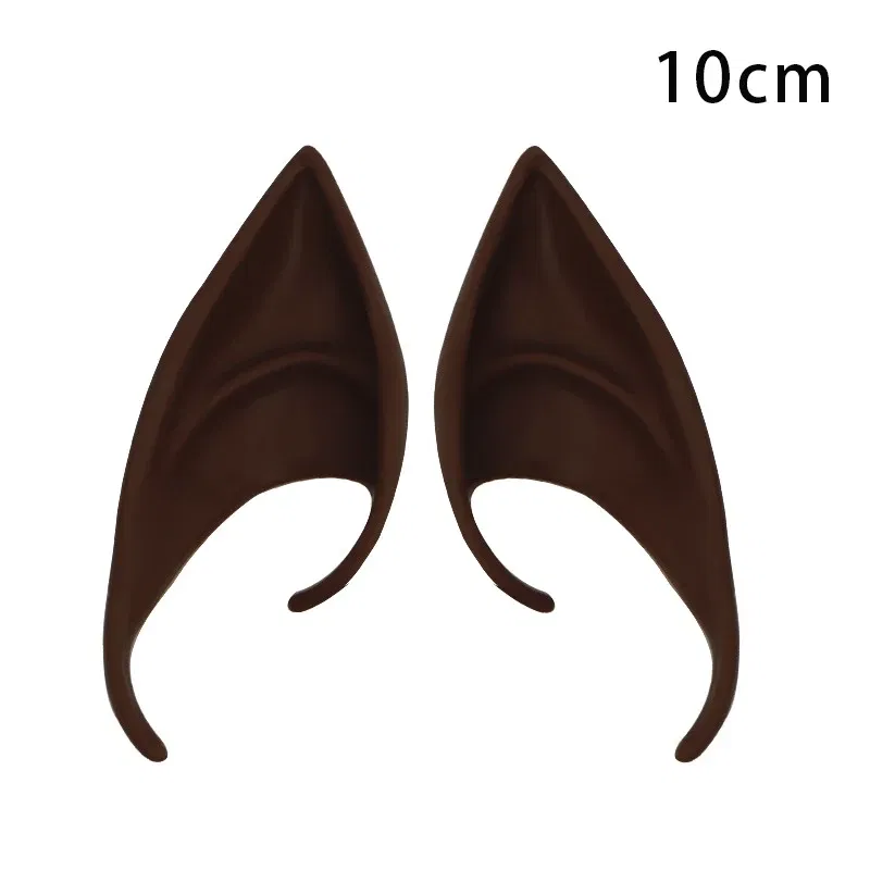 Color: light yellow - 1Pairs Cosplay Latex Fairy Angel Elf Ears Halloween Masquerade Party Costumes Halloween Party Decoration Supplies Photo Props