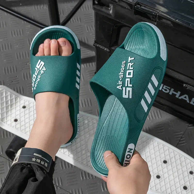 Color: black, Shoe Size: 5 - Fashion Men's Slippers PVC Soft Sole Non-slip Slides Casual Outdoor Beach Flip Flops Home Bathroom Couples Slippers New Sandal