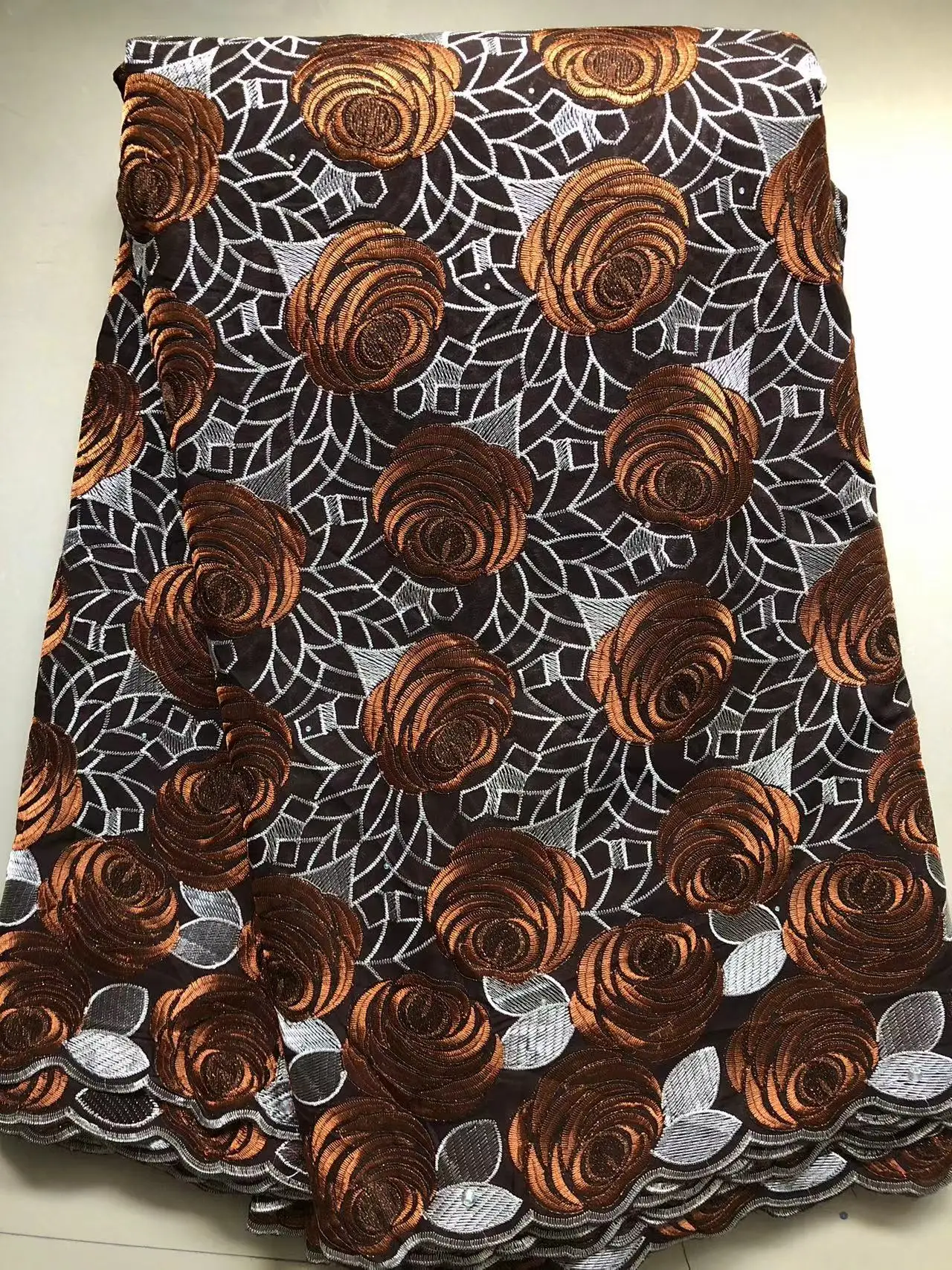 Color: Red, Length: 5 yards, Width: 120cm - Nigerian Cotton Voile Lace Fabrics With Stones 2024 African Swiss Voile Lace Fabric For Wedding Sewing Women Wedding Party Dress