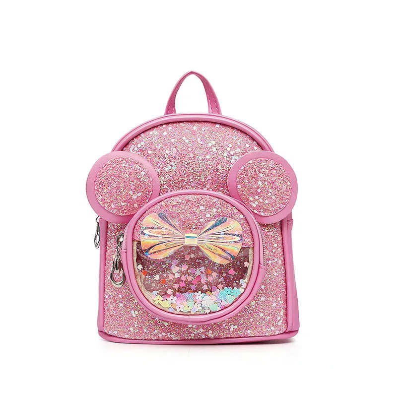 Color: Beige - New Cute Children's Bag Fashion Sequin Kindergarten Backpacks for Baby Girls Cartoon Casual Schoolbag Princess Bag Girls Gifts