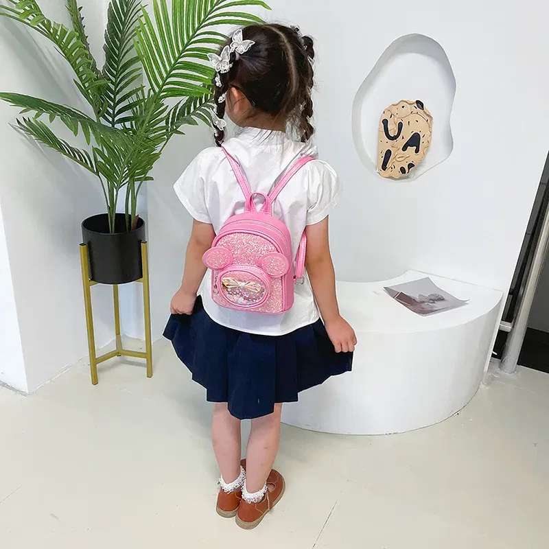 Color: Beige - New Cute Children's Bag Fashion Sequin Kindergarten Backpacks for Baby Girls Cartoon Casual Schoolbag Princess Bag Girls Gifts