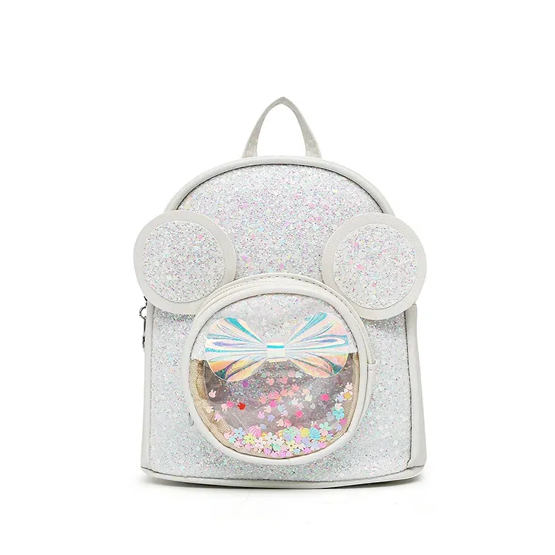Color: Beige - New Cute Children's Bag Fashion Sequin Kindergarten Backpacks for Baby Girls Cartoon Casual Schoolbag Princess Bag Girls Gifts