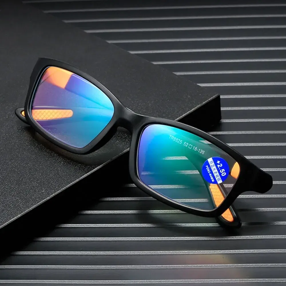 Frame Color: Pink, Eye Prescription: +150 - Reading Glasses Men Fashion Sports Anti-blue Light Blocking Reading Eyewear Grey Red TR90 Frame Presbyopia Eyeglasses