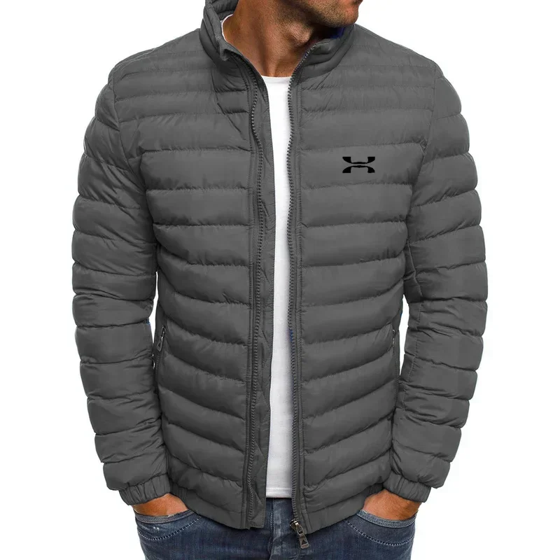 Color: Beige, Size: M - 2024 Winter Jacket Men's Standing Collar Warm Parka Street Fashion Casual Baseball Slim Fit Brand Down Coat