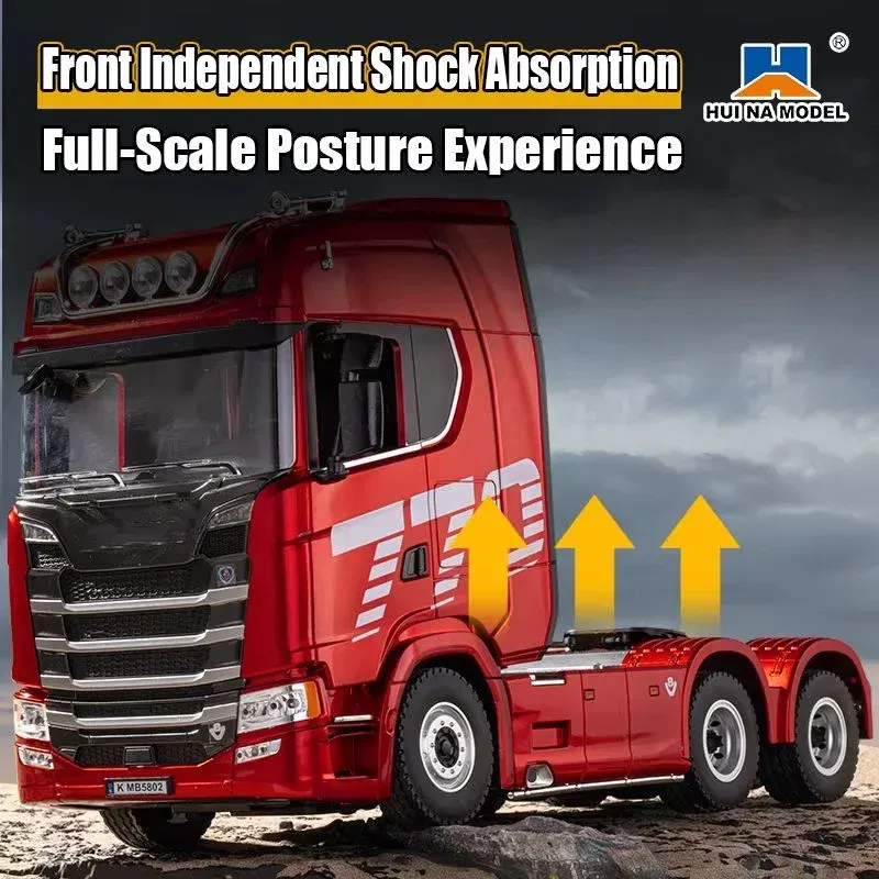 Color: green - HUINA 1501 770S Alloy Tractor 19CH RC Truck 1/18 2.4G remote control Engineering Trailer Truck with Light Sound Toys XMAS Gifts