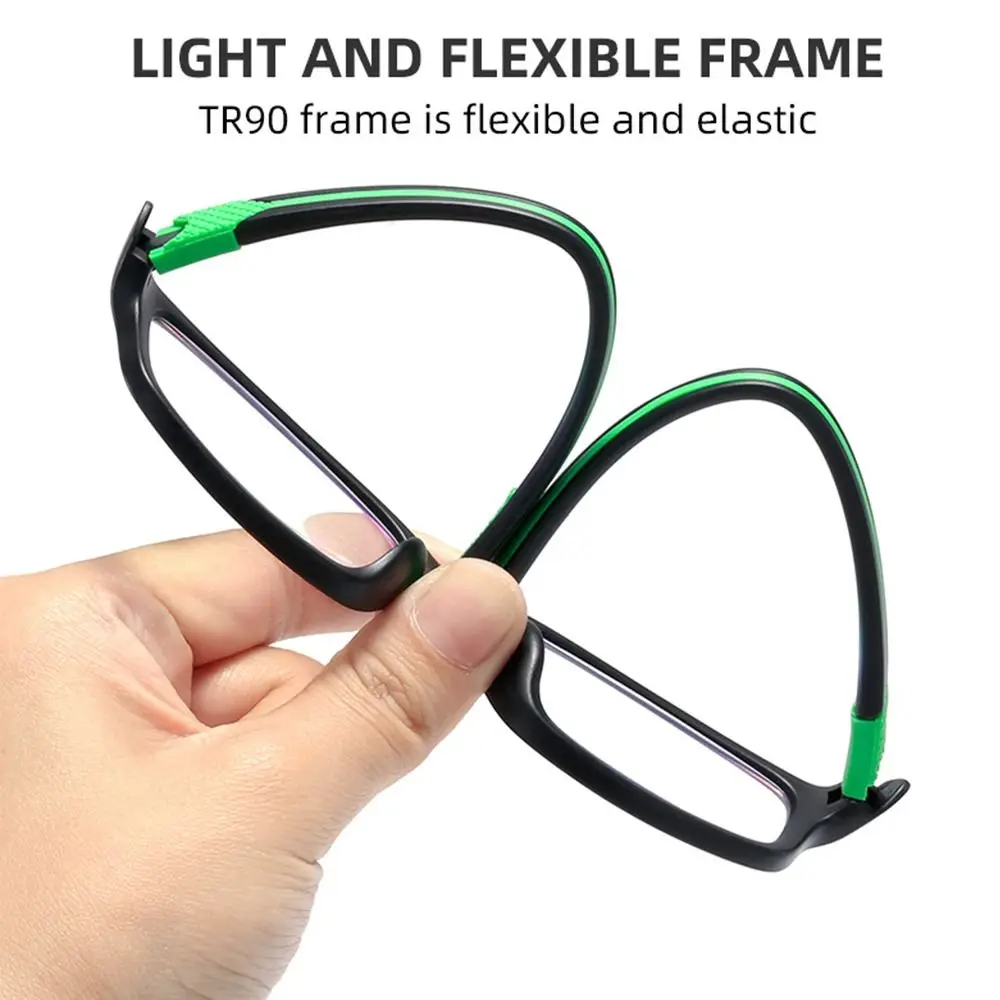 Frame Color: black, Eye Prescription: +150 - Reading Glasses Men Fashion Sports Anti-blue Light Blocking Reading Eyewear Grey Red TR90 Frame Presbyopia Eyeglasses