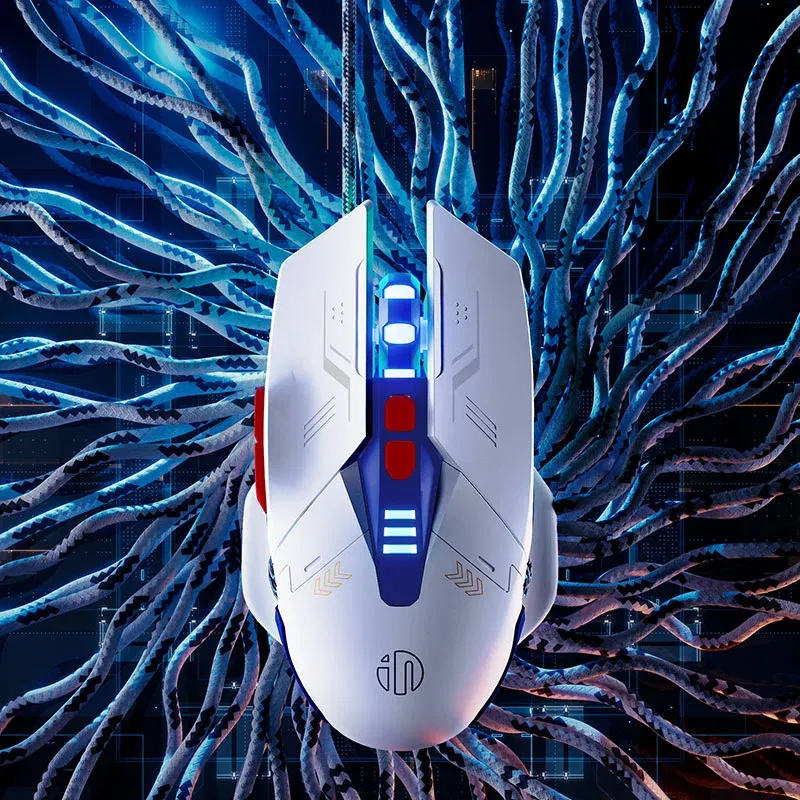 Color: Blue - INPHIC W9 Wired Gaming Mouse Adjustable 4 Levels 8800DPI E-sports Macro Breathing Lighting Effect Ergonomics PUBG CF LOL