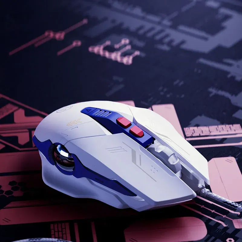 Color: Blue - INPHIC W9 Wired Gaming Mouse Adjustable 4 Levels 8800DPI E-sports Macro Breathing Lighting Effect Ergonomics PUBG CF LOL