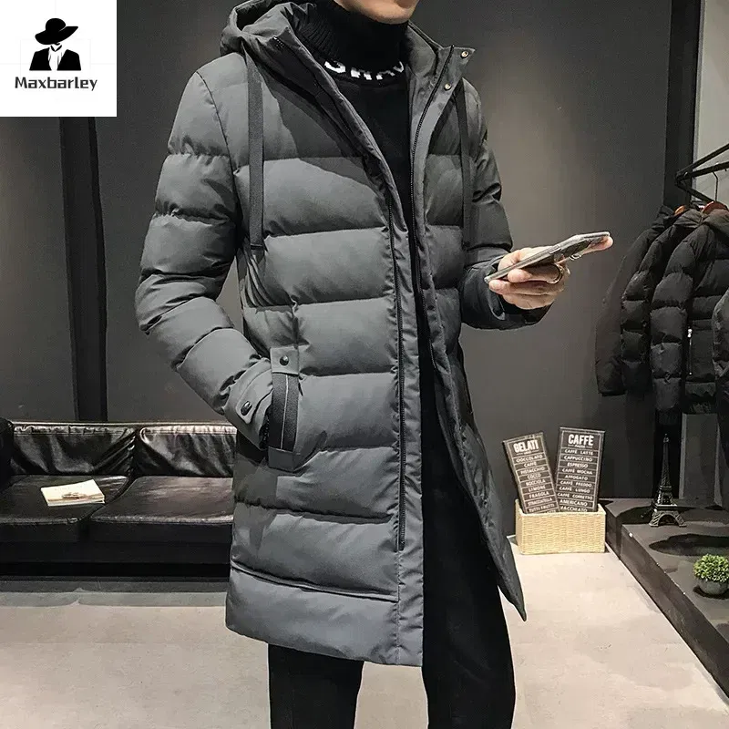 Color: Beige, Size: 5XL - Men Long Down Jackets Winter Coats Chaquetas Hooded Casual Winter Parkas High Quality Male Green Warm Parkas Coats Size 8XL
