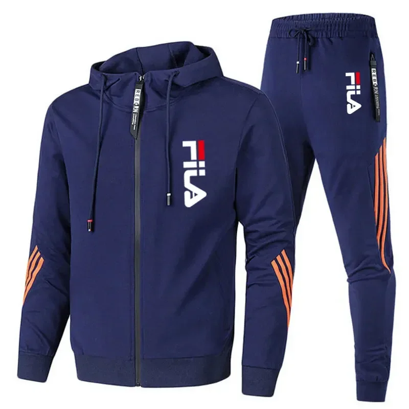 Color: PURPLE, Size: XXXL, Ships From: CHINA - Men's spring and Fall outdoor zipper jacket + sweatpants jogging set Casual basketball fitness two-piece set