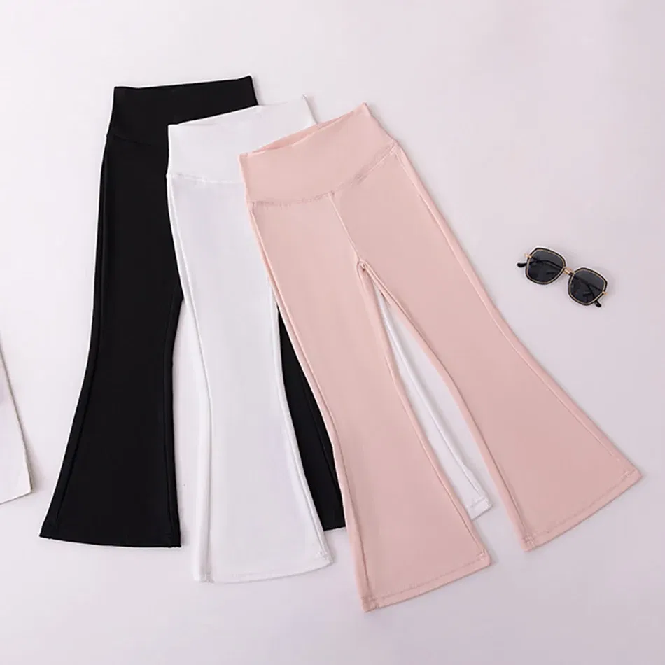 Color: Brown, Size: 100cm - Stylish Children High Waisted Slimming Comfortable Bootcut Leggings Suitable Girls Spring and Autumn Wardrobe with Flared Edge