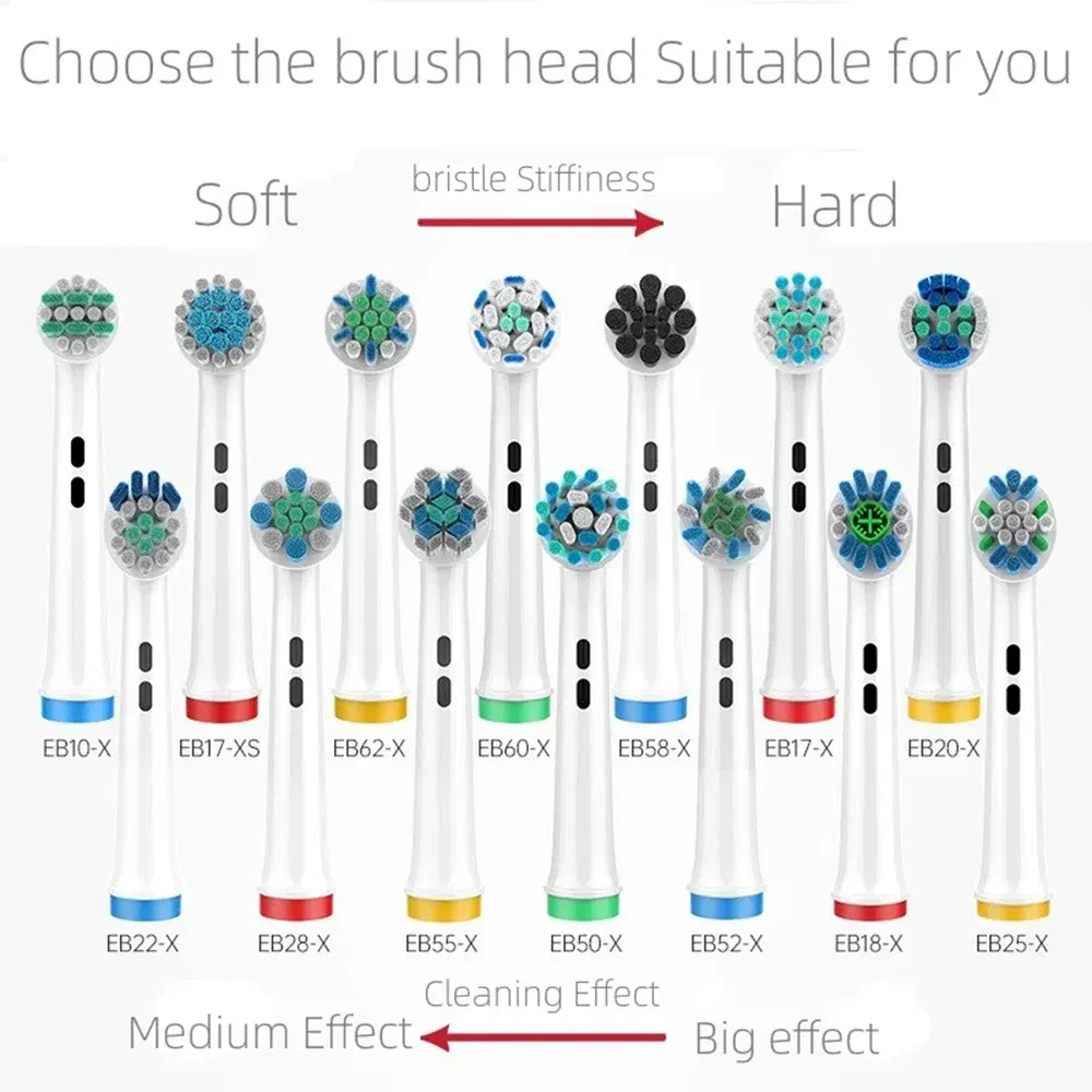 Color: Silver - 4PCS Dupont Bristle Electric Toothbrush Heads Whiten teeth/Daily Clean/Precison Cleaning/Soft Care Teeth Function For Oral B