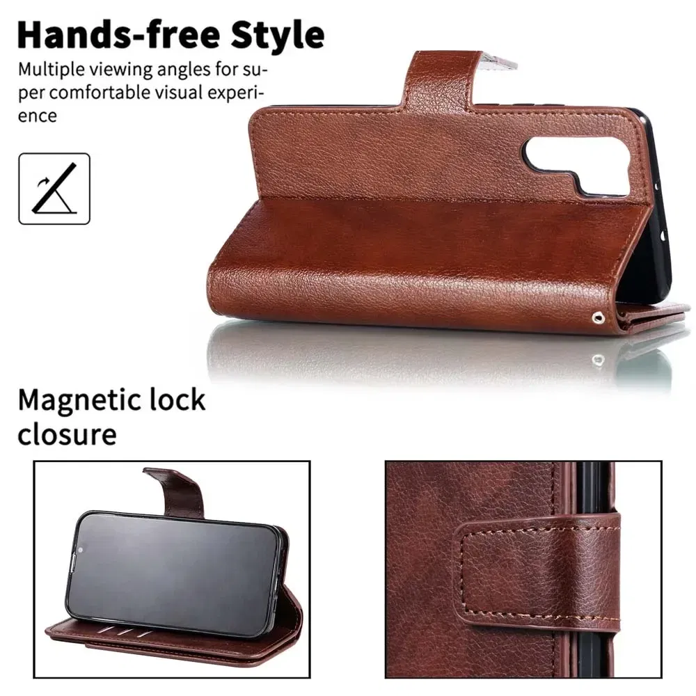 Color: Black, Material: leather - Flip Leather Case for Redmi Note 13 12 11 Pro 13C 9 9A 9C Wallet Card Cover For Xiaomi 13T 11T Poco X5 C65 M6 X4 Pro