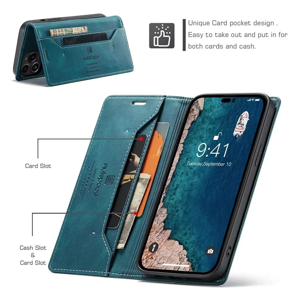 Color: Blue, Material: PE - Leather Cases for IPhone 16 15 14 13 12 11 Pro Max XR XS Max 8 7 6s Plus SE 2022 2020 Wallet Folio Flip Cover Rfid Blocking