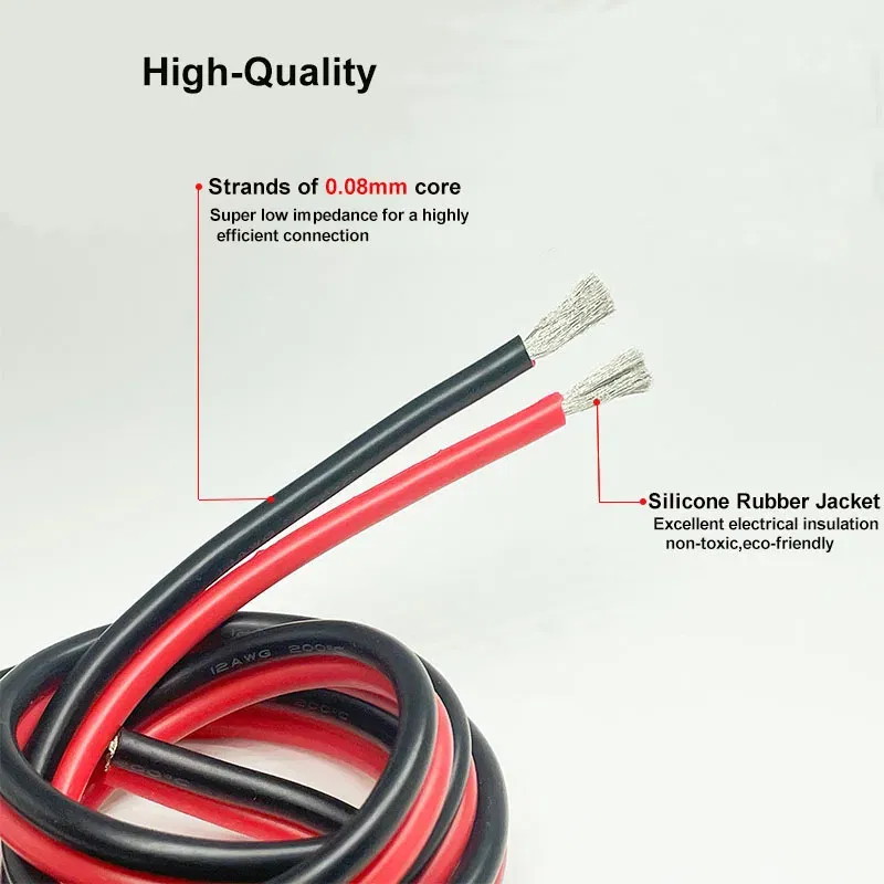 Color: WHITE, Specification: 12 AWG, Length: 50m - Super Soft 2 Pin Red and Black Silicone Cable 28awg 26awg 24 22 20 18 16 14 12awg 10awg 8awg High Temperature Tinned Copper Wire