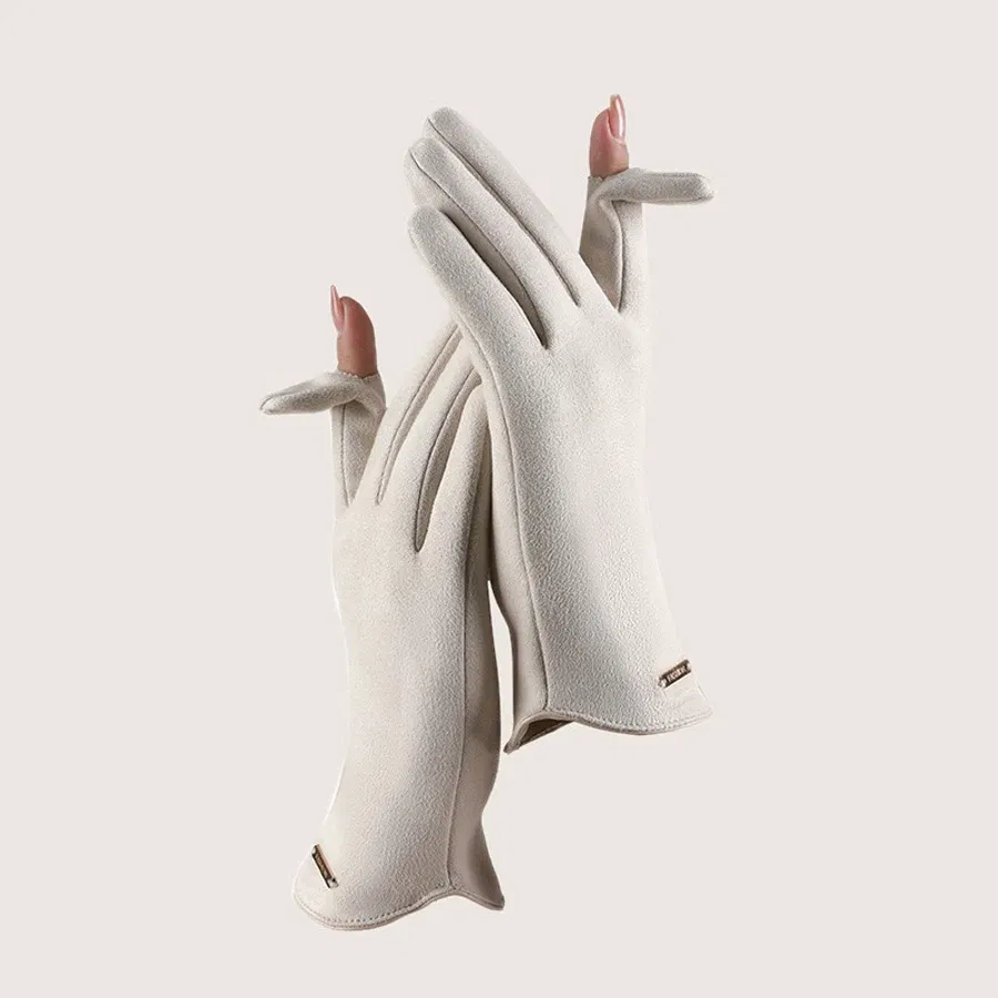 Color: Blue, Gloves Size: One Size - Women Autumn Winter Keep Warm Touch Screen Thin Solid Simple Gloves Cycling Drive Suede Fabric Elegant Windproof