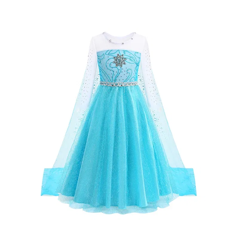 Color: black, Kid Size: 5 - Disney Kids Girls Cosplay Frozen Elsa Anna Princess Dress Girl Mesh Ball Gown Carnival Birthday Clothes Snow Queen Elsa Costume