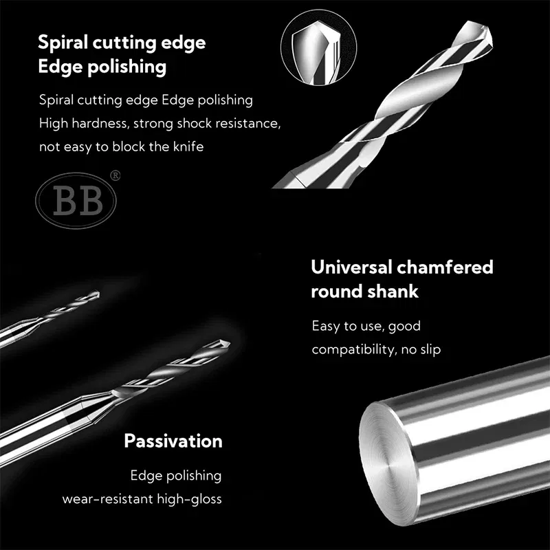 Hole Diameter: 11.8mm - BB 0.3~2.02mm Micro Drill Solid Carbide Bit Mini CNC Hole Making 3D Shank Diameter 4mm D4 Metal Steel Plastic 1PCS