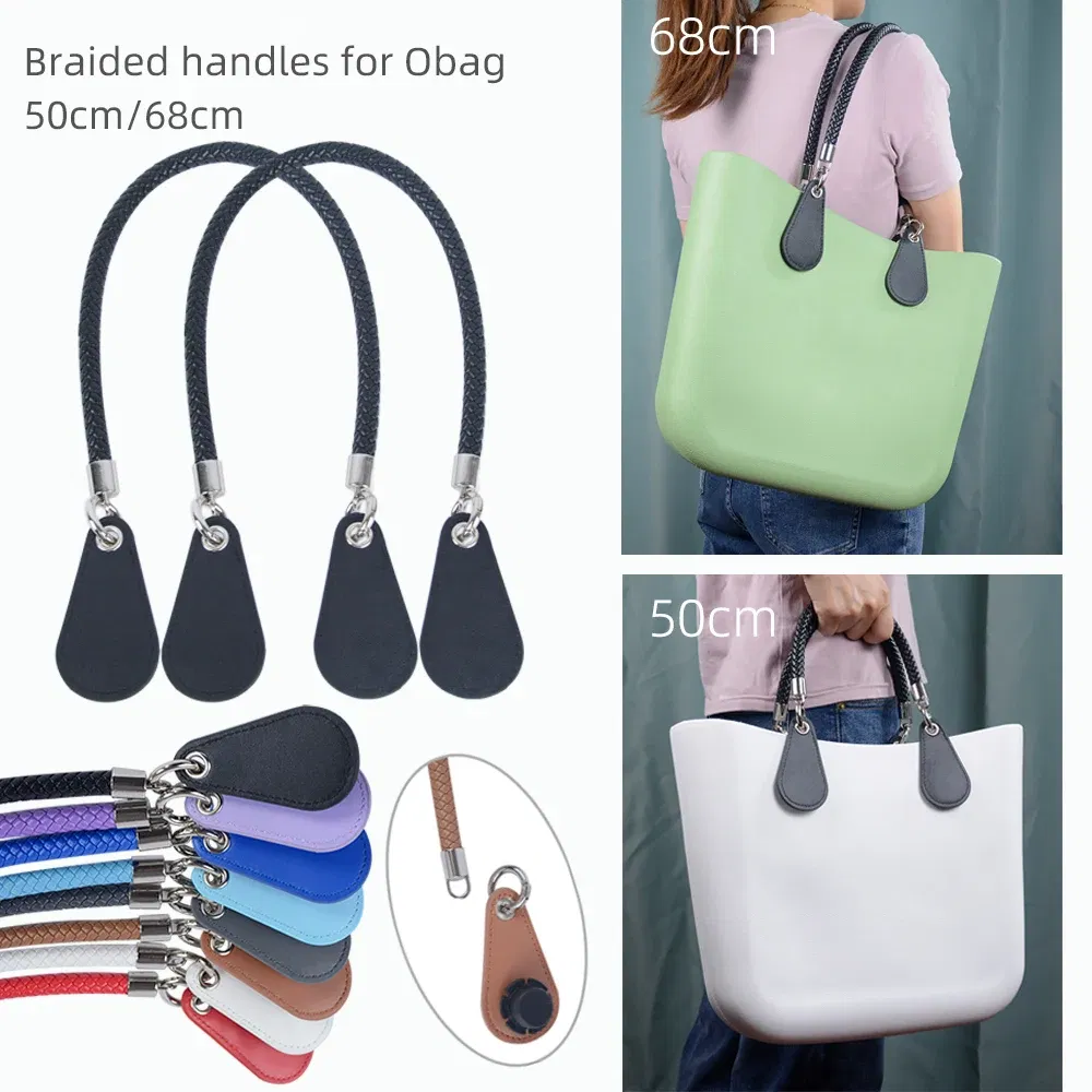 Color: Blue, Ships From: CHINA - New 1 pair Obag PU Woven braided leather Rope Handles straps round handlefor O Bag accessoires