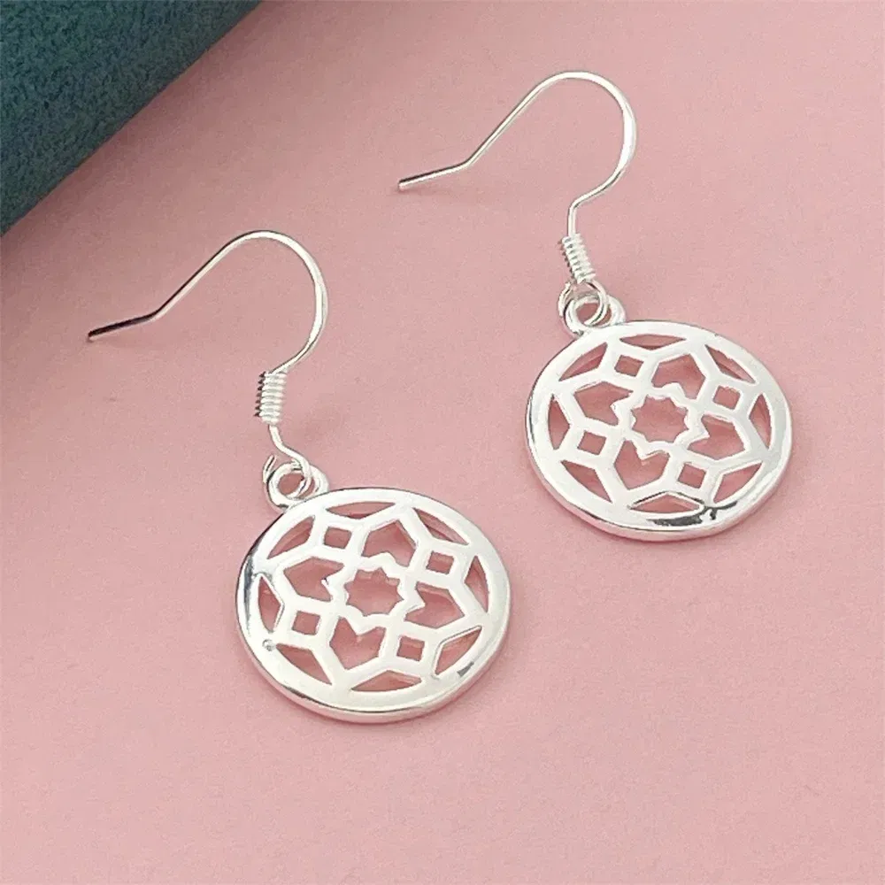 Gem Color: Blue - 925 Silver Heart Shape Earrings Women Exquisite Student Jewelry Accessories