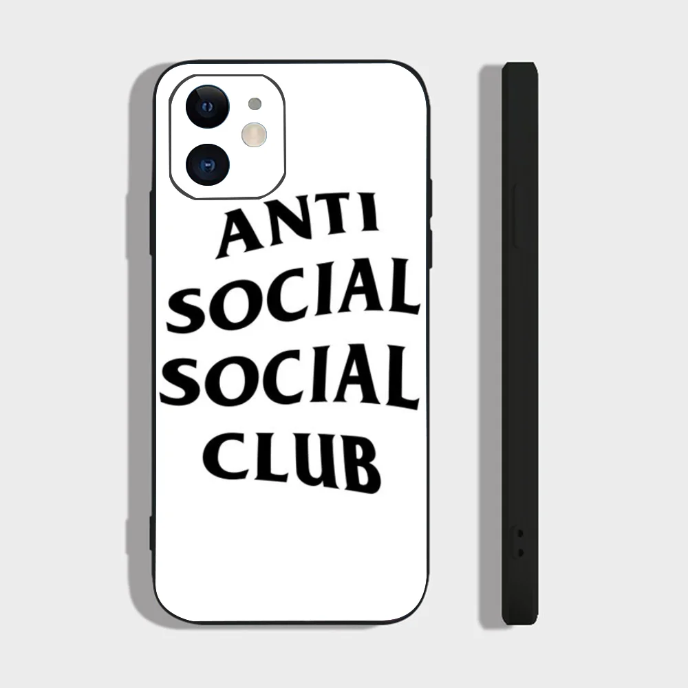 Color: Clear, Material: POLYESTER - Anti Social Social Club Phone Case For IPhone 16 15 14 13 Pro Max 11 12 Mini X Xs XR Se 2022 Black Silicone Cover