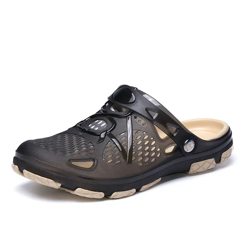 Color: black, Shoe Size: 41 - MAEDEF Fashion Men Slippers Summer Waterproof Beach Slippers Hot Sale Casual House Bathroom Slides Non Slip Outdoor Men's Shoes