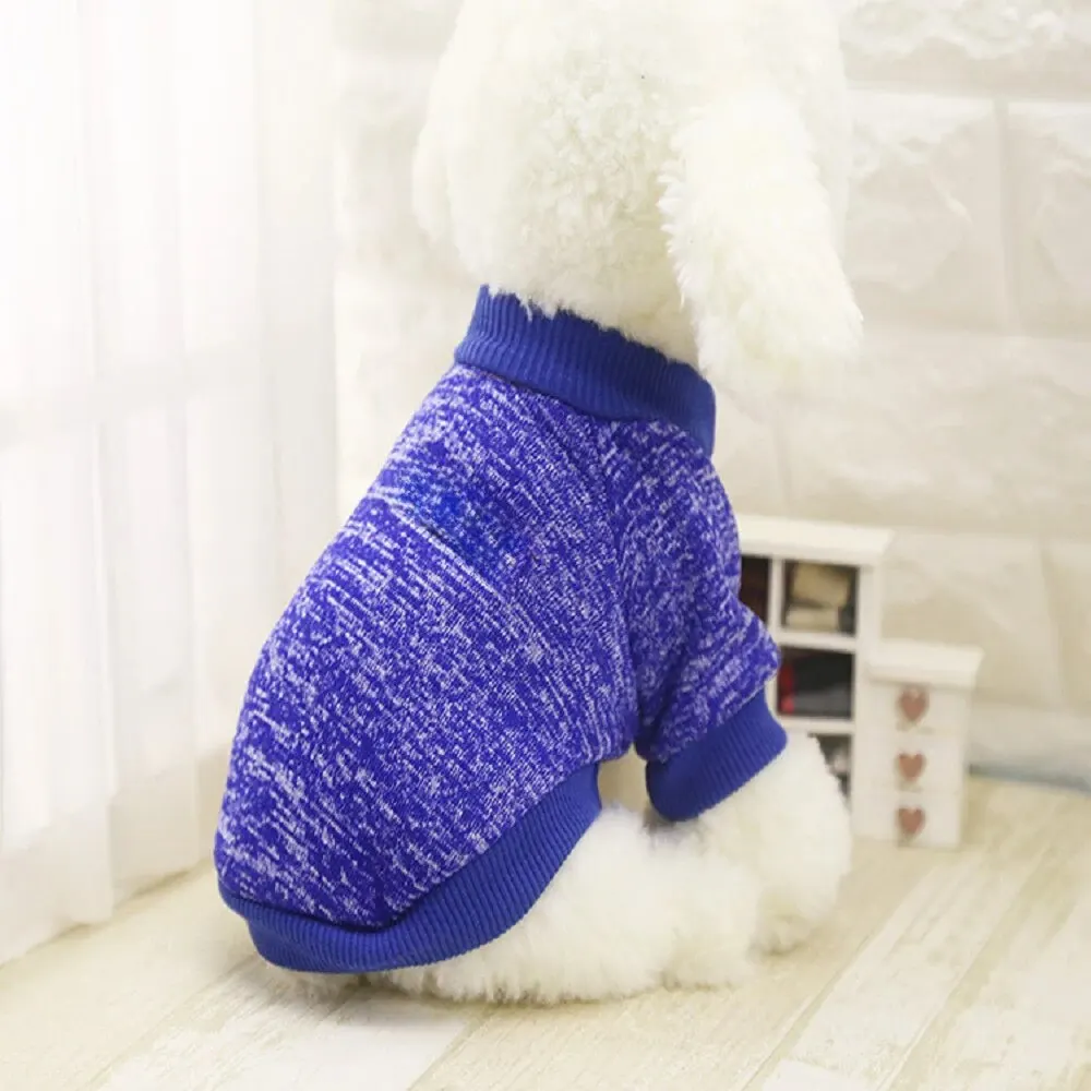 Size: XXL, Color: Blue - Dog Warm Clothes Spring Autumn Winter Cute Fashion Jacket Round Neck Sweater Pet Supplies Teddy Dog Cat Clothing Pet Accessories