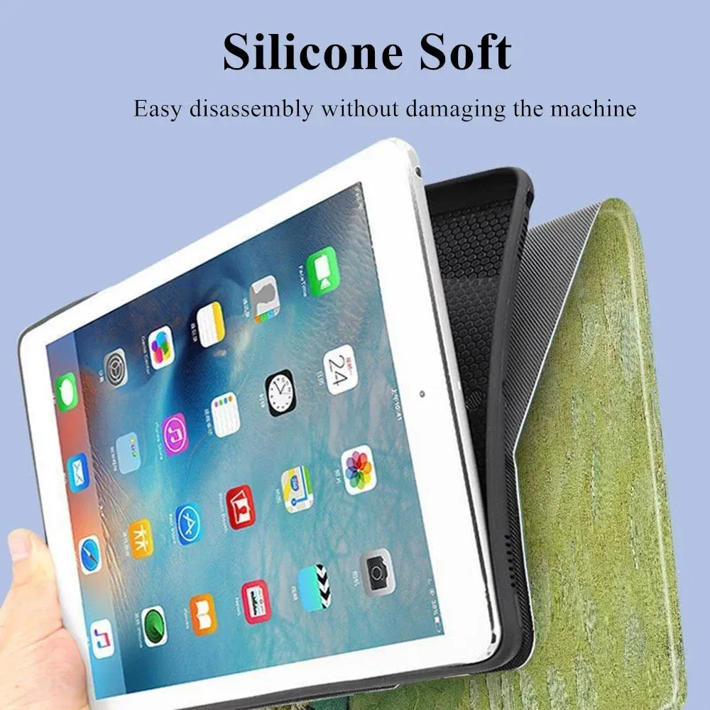 Color: WHITE, Size: seventeen - Case For iPAD 10 9 8 7 6 5 th Generation Pro 11 12.9 10.5 Air 5 4 3 2 Mini 6 Funda Cover Luxury Van Gogh Oil Painting Flower Art