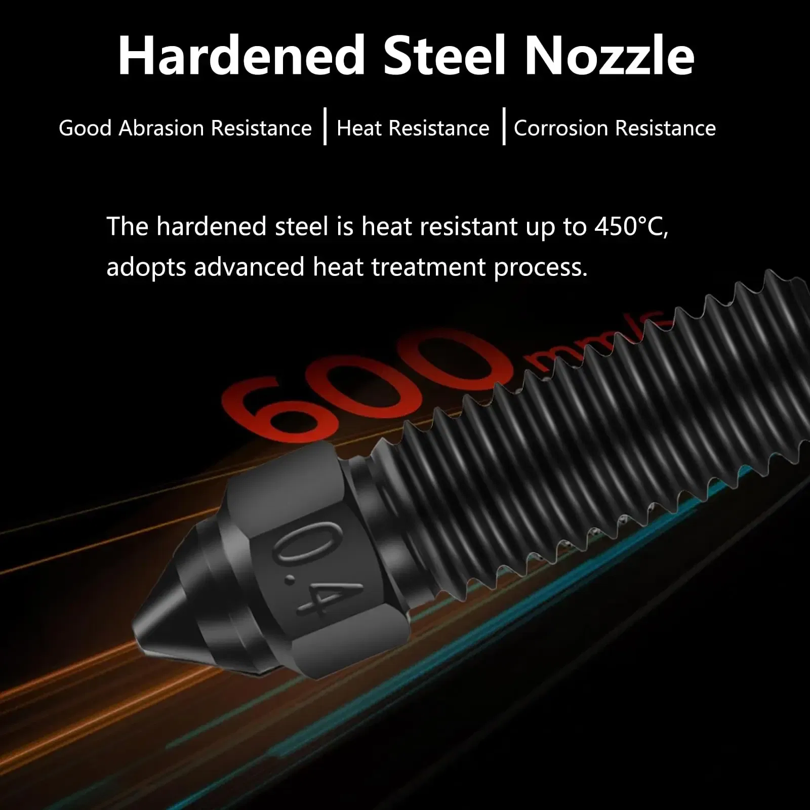 Color: Yellow - Creality Ender 3 V3 KE Nozzle Har Hardened Steel Nozzle Kit 0.2/0.4/0.6/0.8/1.0/1.2mm for K1 3D Printer Parts Non Stick Filament