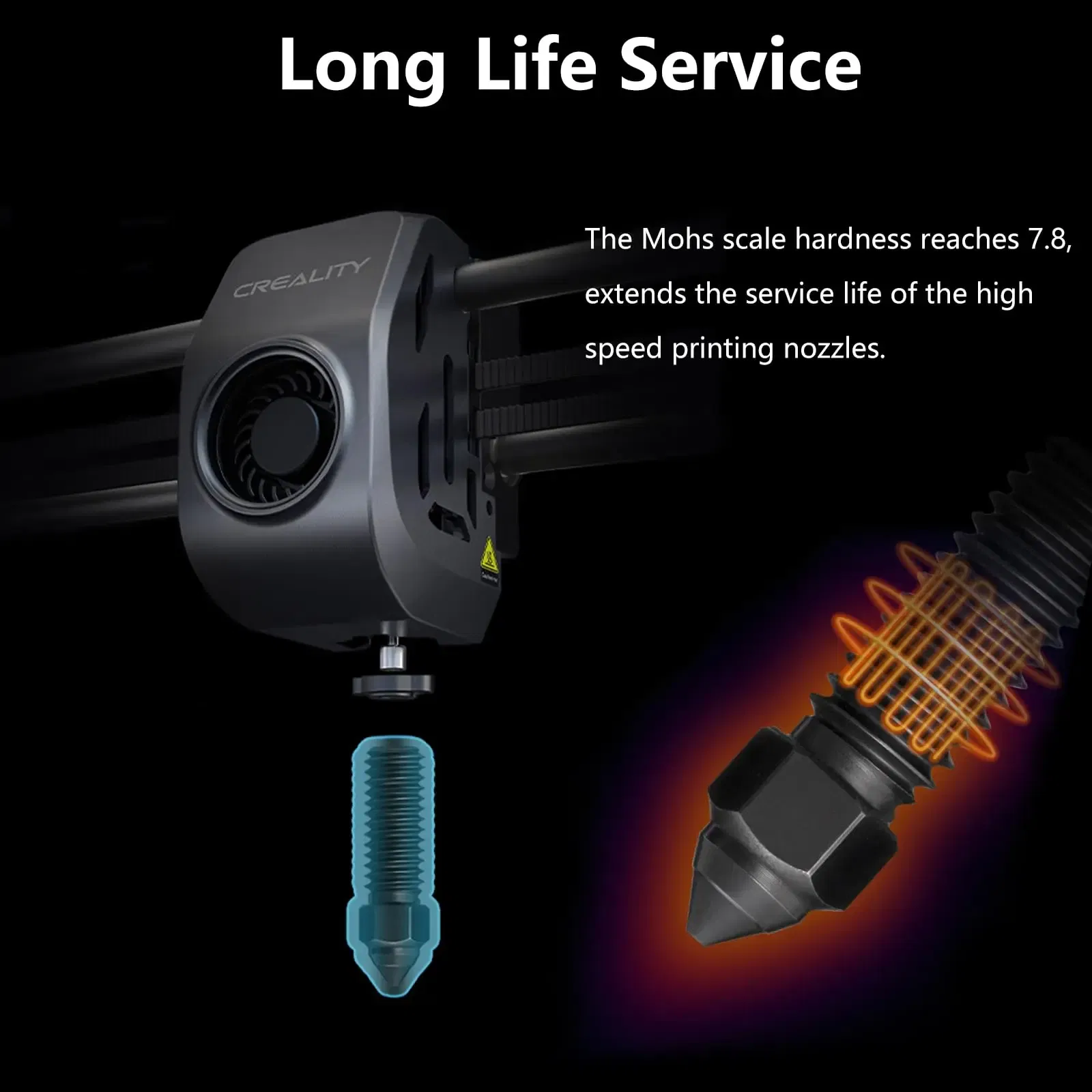 Color: Yellow - Creality Ender 3 V3 KE Nozzle Har Hardened Steel Nozzle Kit 0.2/0.4/0.6/0.8/1.0/1.2mm for K1 3D Printer Parts Non Stick Filament