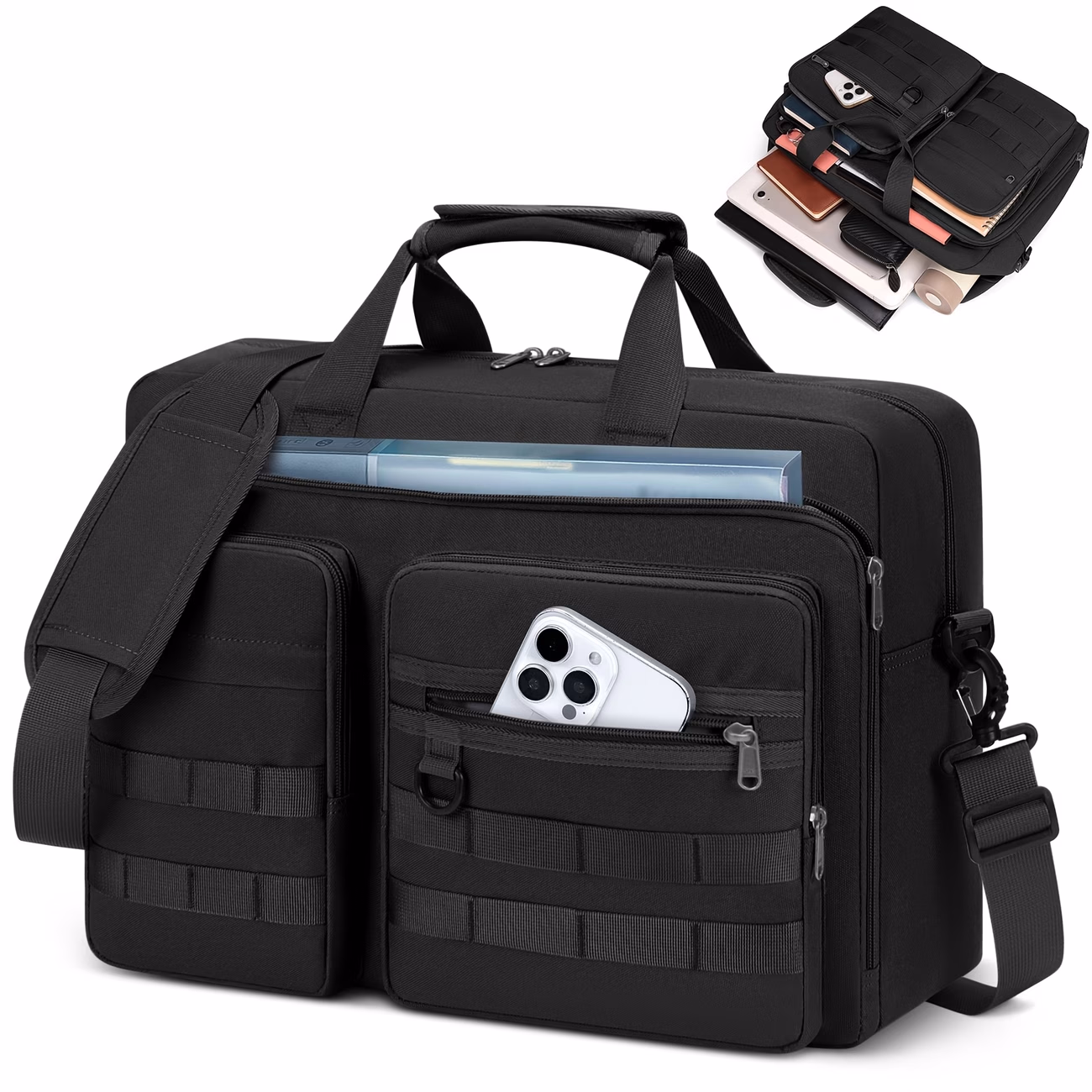 RAINSMORE Men's Messenger Bag – 39.62cm/43.94cm Laptop Bag, Vintage Briefcase Crossbody Bag, Work Single Shoulder Laptop Bag