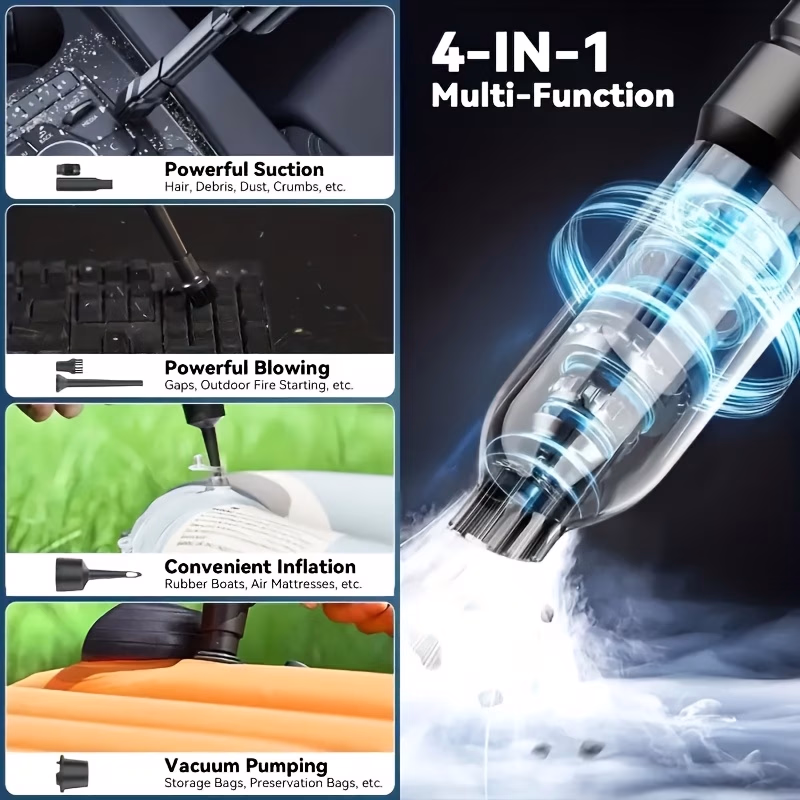 SUITU Portable Handheld Vacuum Cleaner – USB Charging, 200W Power, 16Kpa Suction, 0.3L Dust Cup, 18650 Lithium Battery, One-Click Operation, Durable Construction for Car, Home, Office Use