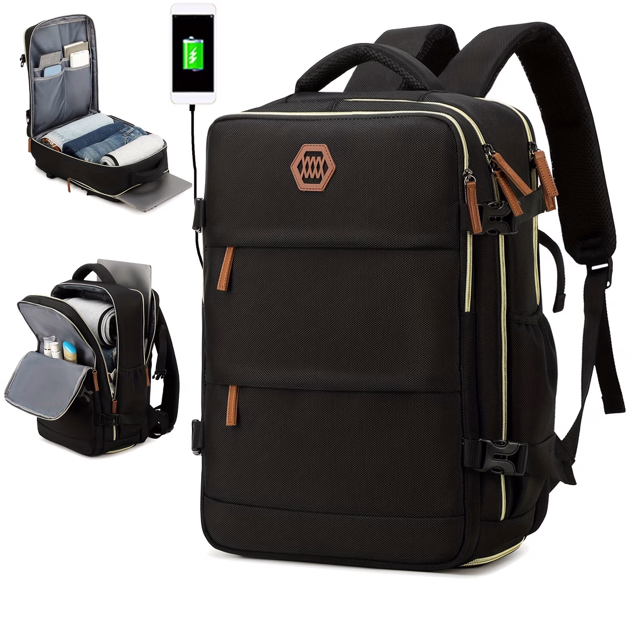 ENOSHI Men's Airline-Approved Carry Backpack with Shoe Compartment & 39.62cm Laptop Sleeve – Business Travel Backpack Compatible for Work, Airplane, Train, Commute – Spacious for Frequent Flyers