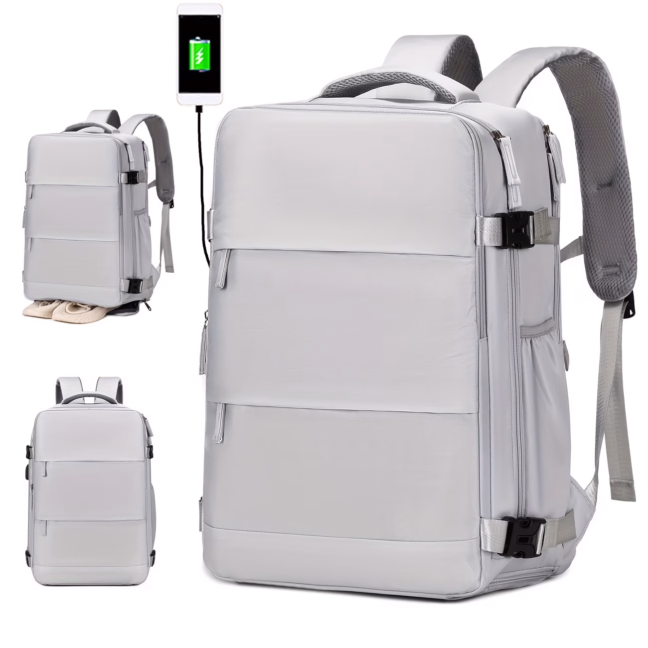 ENOSHI Men's Airline-Approved Carry Backpack with Shoe Compartment & 39.62cm Laptop Sleeve – Business Travel Backpack Compatible for Work, Airplane, Train, Commute – Spacious for Frequent Flyers