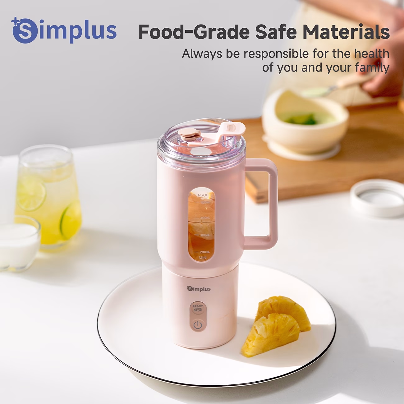 Simplus™ Portable Handheld Juicer Cup with USB-C Charging & Detachable Blade – 500ml Juicer Suitable for Fruit, Smoothies, Milkshakes, ABS Body & 304 Blade, Compact Lightweight for Travel – The Perfect Blending Device