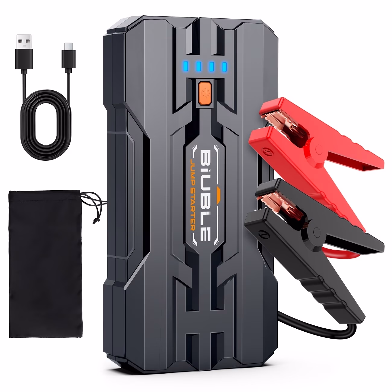 BIUBLE Car Battery Jump Starter – 12V Jump Starter Battery Pack, Battery Booster, Jump Box, Portable Charger and Jumper Cables for 10.0L Gasoline and 8.0L Diesel Engines