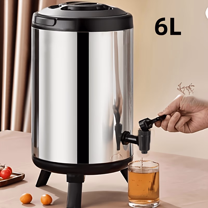 LDQ® 6/8/10L Stainless Steel Cold Water Bucket with Handle – Foldable Large Capacity Commercial Beverage Warmer and Ice Cube Adder for Party Storage Juice