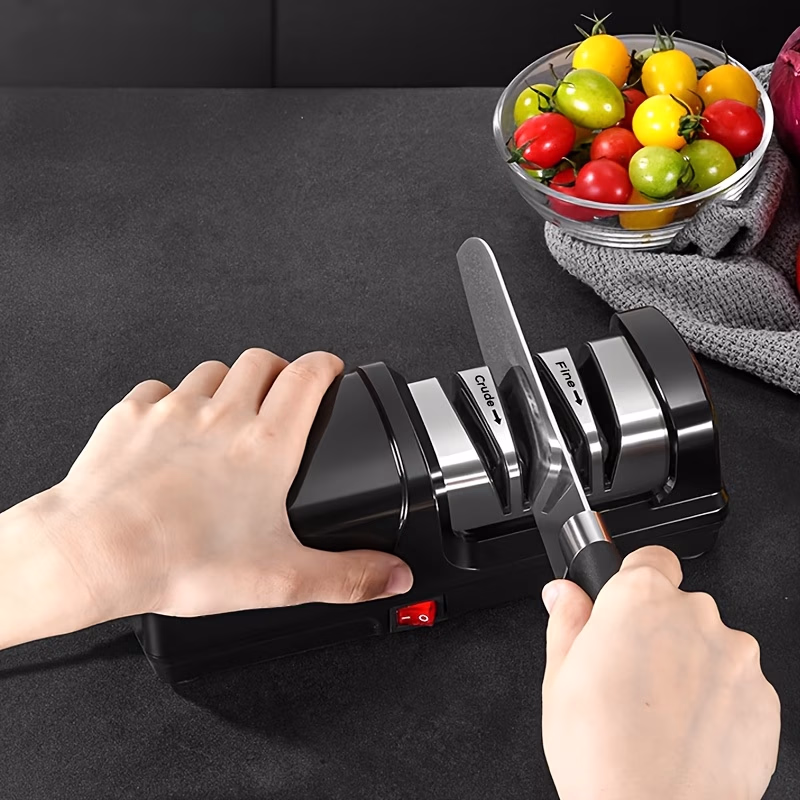 iWhale™ BLACK SAMURAI Pro Knife Sharpener with Angle Clip & Dual-Mode – Heavy-Duty Electric Knife Sharpener