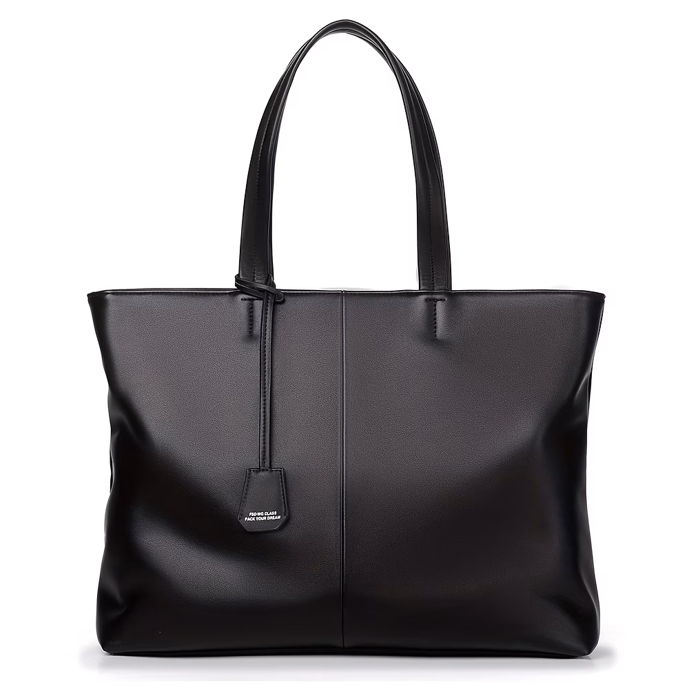 HUABUPS Men’s Handbag, Ladies’ Tote Bag, Business Bag, Briefcase, Business Tote Bag, Elegant, Large Capacity, Suitable for Gift, Business, Black, Unisex Shoulder Bag