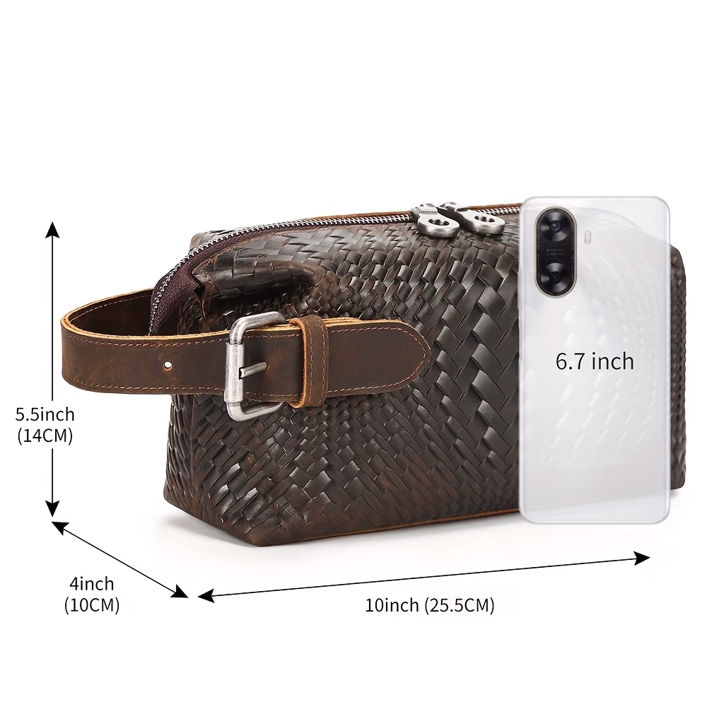 NIUCUNZH Men's Genuine Leather Clutch Bag – Large Capacity Top-Grade Cowhide Handheld Organizer with Business Travel Essentials, Portable Durable Wallet & Document Case for Commuting, Outdoor, Formal Events